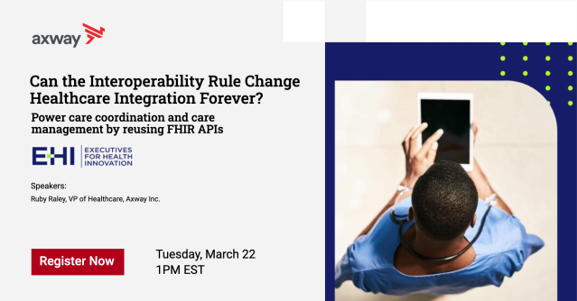 Issa__Marie's tweet photo. March 22 @eHealthDC: Learn how reusing existing #FHIR #APIs can accelerate project delivery, reduce project costs, and create new experiences for #patients and partners. Sponsored by @Axway. https://t.co/anXbQ3zIl4 https://t.co/xresnytKoA