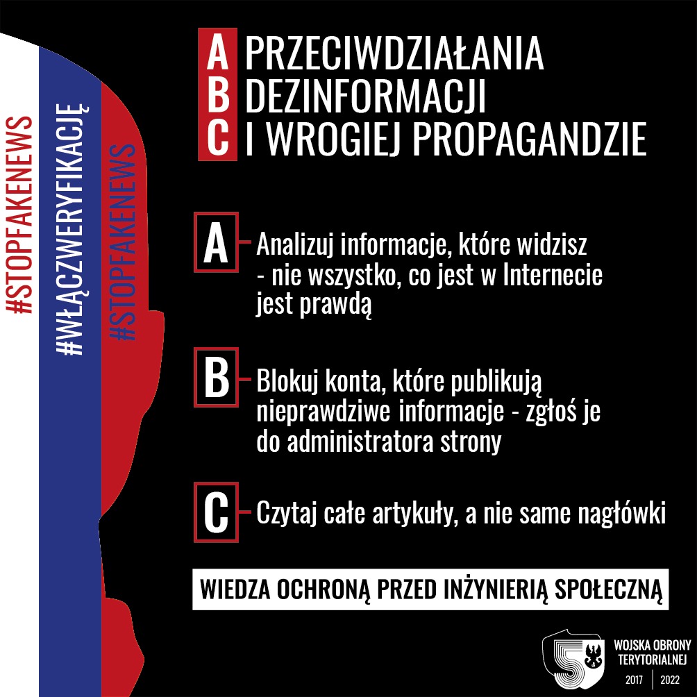 terytorialsi's tweet photo. Nie ulegaj #dezinformacja 
A - jak Analizuj
B - jak Blokuj
C - jak Czytaj

#terytorialsi
#ZawszegOTowi #zawszeblisko https://t.co/zhPBJlABQ4