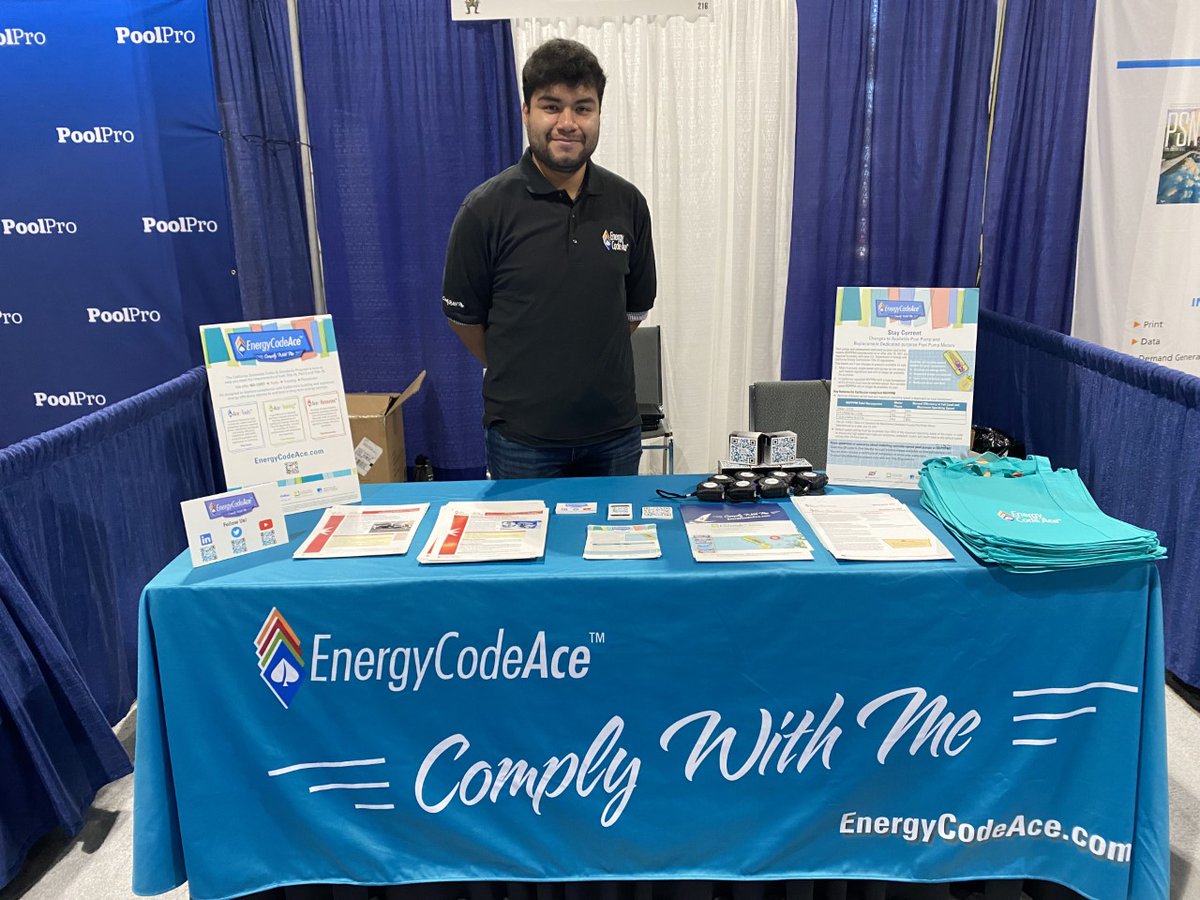 EnergyCodeAce's tweet photo. The 2022 @WesternShow went swimmingly! We enjoyed chatting with all of you about the current pool pump and replacement pool pump motor #energyefficiency regulations. Our no-cost tools, training and resources can all be found online at https://t.co/SEaUIlQDtq🌞
#PoolPumps #Pools https://t.co/28IawHA4Hg