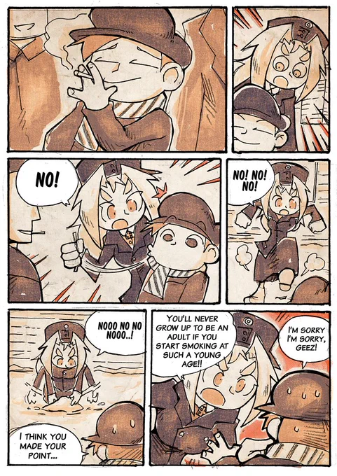 Snippet of an anti-smoking PSA from the upcoming chapter of "Lotta Svärd: Women of War" that releases later this weekend. Look forward to it! 