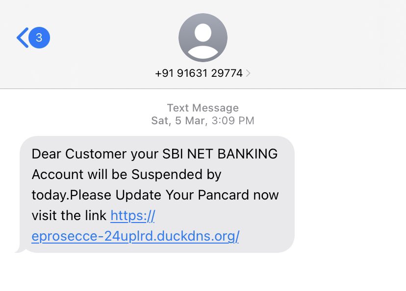 waseeforu's tweet photo. @SBICard_Connect @SBI_FOUNDATION @SBILife @SBIMF @TheOfficialSBI  this is a fraudulent message kindly check and take appropriate action https://t.co/yNA2hfgT5V