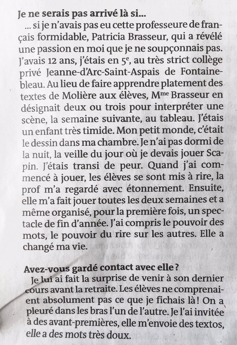 LCedelle's tweet photo. Gilles Lellouche, acteur et réalisateur, interviewé par Pascale Kremer dans Le Monde daté de dimanche-lundi, parle de sa professeure de français. https://t.co/XAhtJx54SY
