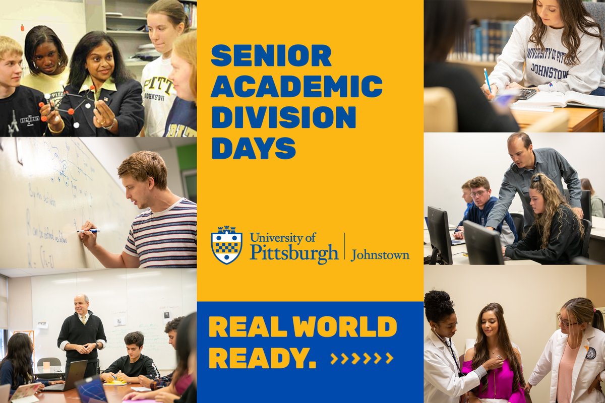 PittJohnstown's tweet photo. Still time to register today to attend any of the Senior Academic Division Days!

Nursing &amp; Health Sciences - March 17
Education - March 18
Natural Sciences - March 24

Register at https://t.co/PZ0UOPgyge https://t.co/9O8mv7XaGA