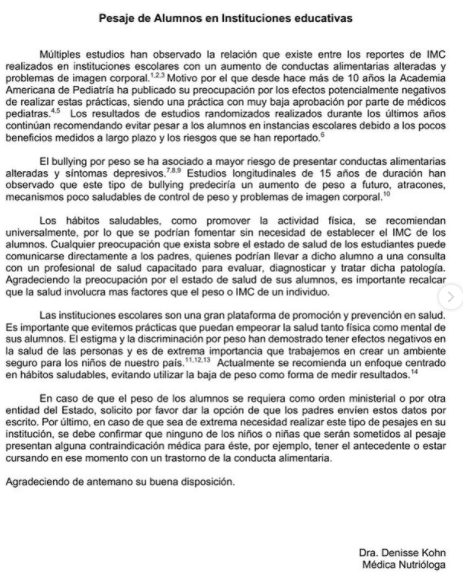 Comienza el año escolar y es importante que recordemos que nuestros niños también sufren de obesidad y muchas veces se sienten estigmatizados en sus colegios. El pesaje frente a sus compañeros es un tema del cual debemos reflexionar. 👇