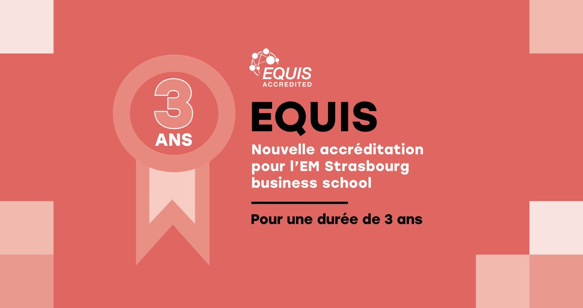 EMStrasbourg's tweet photo. L’EM Strasbourg obtient l’accréditation #EQUIS délivrée par le réseau @EFMDNews 🏅
Avec AMBA, AACSB et EQUIS l'école rejoint le cercle restreint des 108 institutions triplement couronnées dans le monde. 👑👑👑
https://t.co/ikdPtBIg3y https://t.co/9XeMKxYq6z