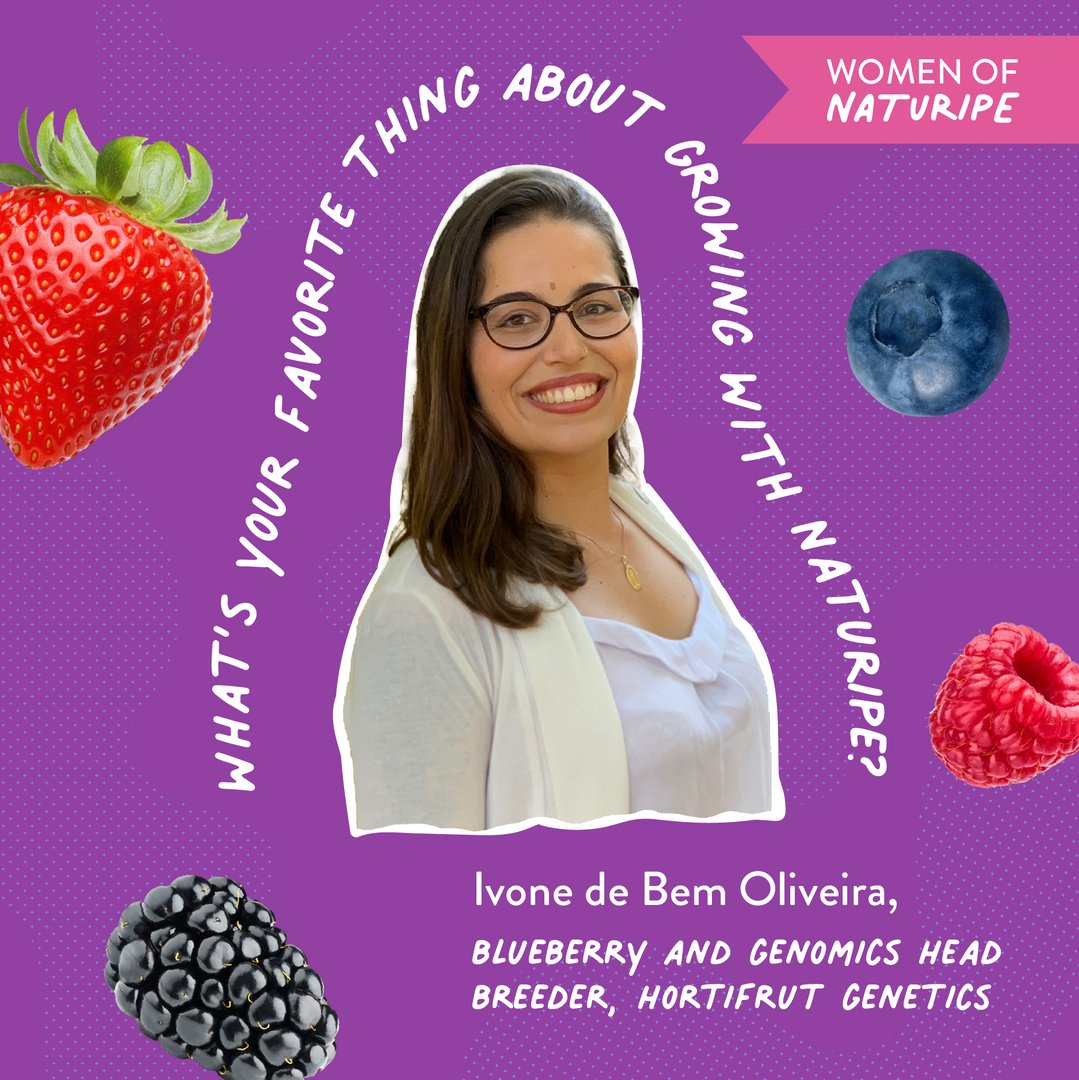 Naturipe's tweet photo. Ivone de Bem Oliveira plays a role in developing blueberry varieties, and also develops genomics models for blueberries, raspberries, blackberries, and cherries. Amazing! We're so glad to be working with you, Ivone! #WomensHistoryMonth https://t.co/qpN2xA26p6