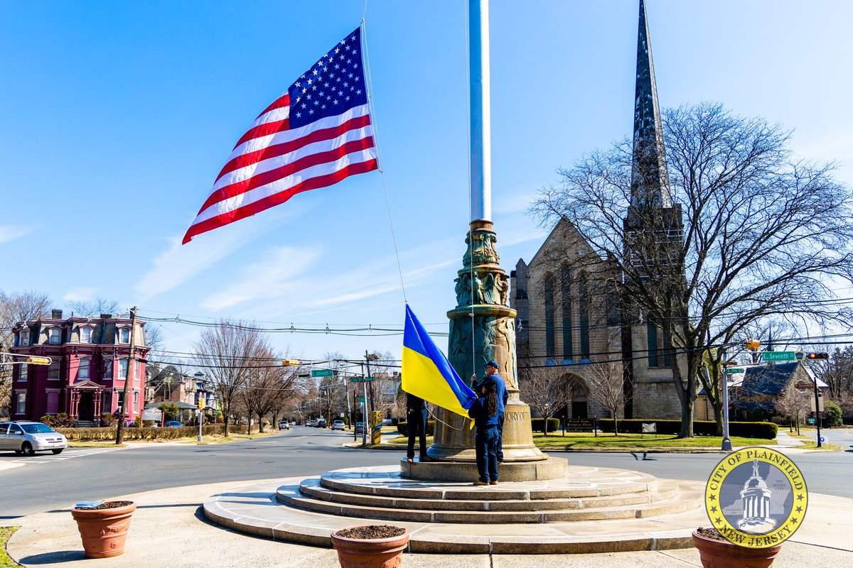 CityofPlainfld's tweet photo. We are more than a united nation, we are a united family. 
We stand with you! 
#Ukraine #plainfieldnj https://t.co/CwONvkzYEl