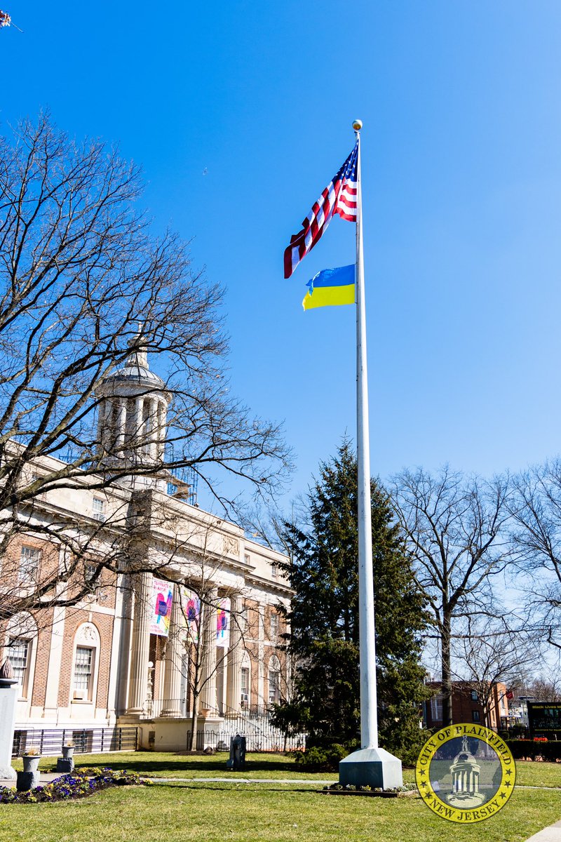 CityofPlainfld's tweet photo. We are more than a united nation, we are a united family. 
We stand with you! 
#Ukraine #plainfieldnj https://t.co/CwONvkzYEl
