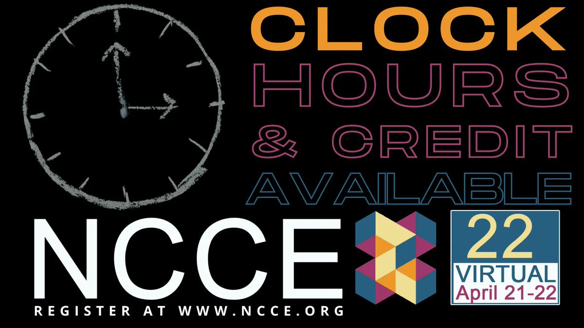 NCCE_EdTech's tweet photo. #NCCE2022 offers both clock hours for Washington State residents and credit for all of our sessions and workshops, STEM INCLUDED! Must be registered to apply for hours and credit.
https://t.co/M4r0lzIOKw
#edtech #ClockHours #IamNCCE #TeacherConference https://t.co/rKdgJn8Usq