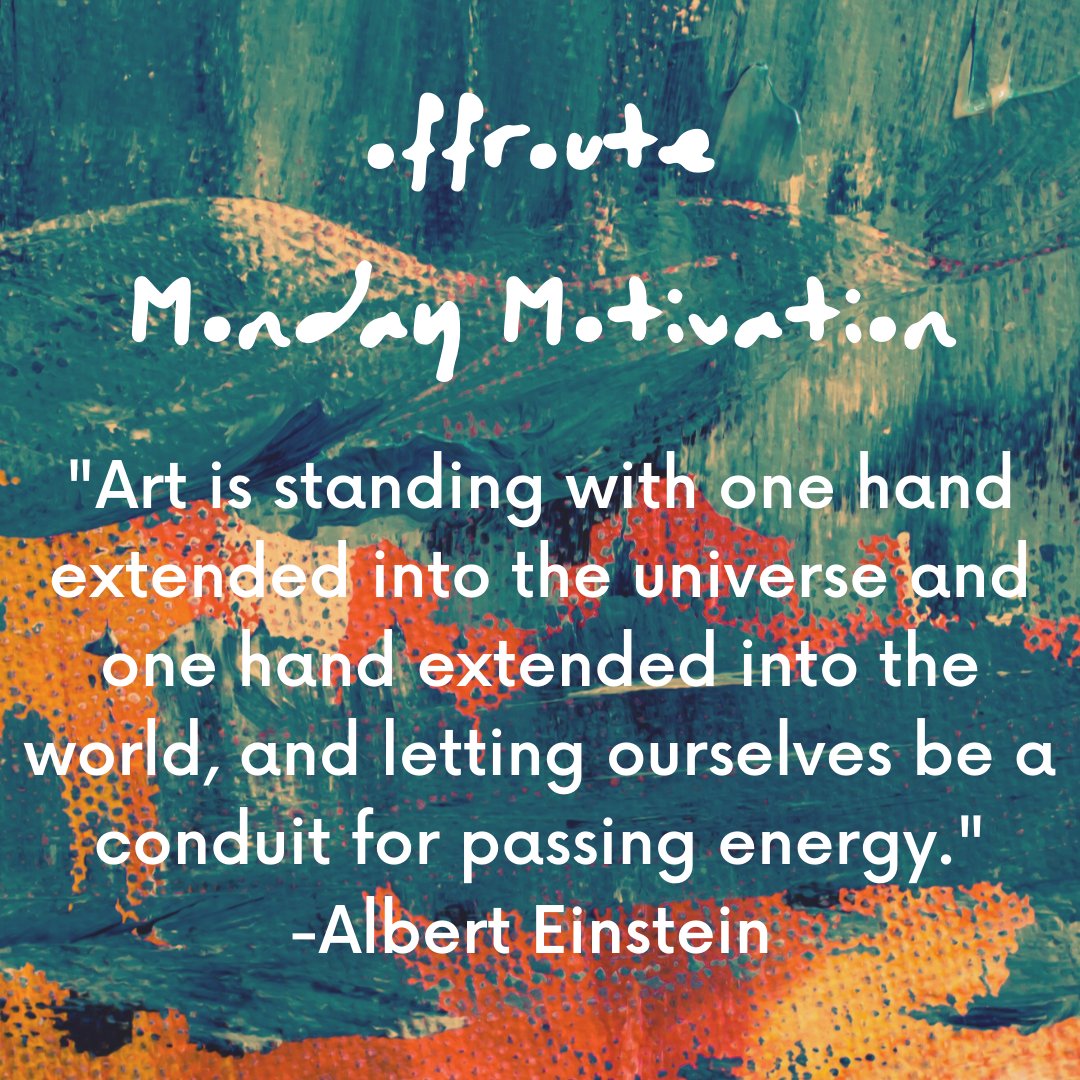OffrouteArt's tweet photo. #MondayMotivation
"Art is standing with one hand extended into the universe and one hand extended into the world, and letting ourselves be a conduit for passing energy."- Albert Einstein
Harness the creative energy around you this week! https://t.co/AUVMpBnGBO