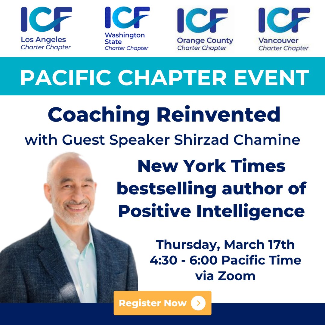 ICFLA's tweet photo. Don't miss this special event this Thursday with NY Times best-selling author Shirzad Chamine! #ICFLA #PositiveIntelligence #CoachingReinvented
https://t.co/pJViWri8Ig https://t.co/jXQqaYTwqU