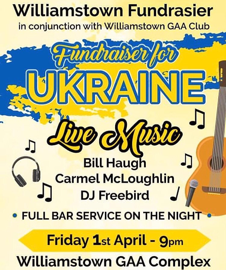 The club is pleased to facilitate this important fundraiser, with all proceeds on the night raised going to The Irish Red Cross. 

Please support and share.