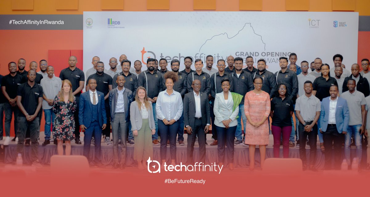 techaffinity's tweet photo. Another one for the books! The entire team with the honorable dignitaries wrapping up today's ceremony with smiles and hopes for a better future! We grow together! 

We are One. We are TechAffinity. 

#UrakozeURwanda 🇷🇼

#TechAffinityInRwanda #TechAffinityMuRwanda #BeFutureReady https://t.co/1gyMOZuBV7