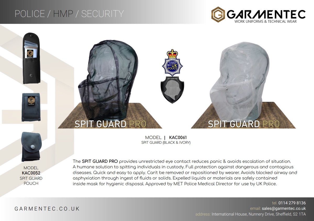 SPIT GUARD PRO is the best anti-spit hood (AKA spit mask) that protects Police Officers, Prison staff and Security personnel. Find out more at spitguardpro.co.uk

#police #spitmask #antispitting #spitguard #spitguardpro #spithood #technicalwear #workwear #uniform #ppe #mask