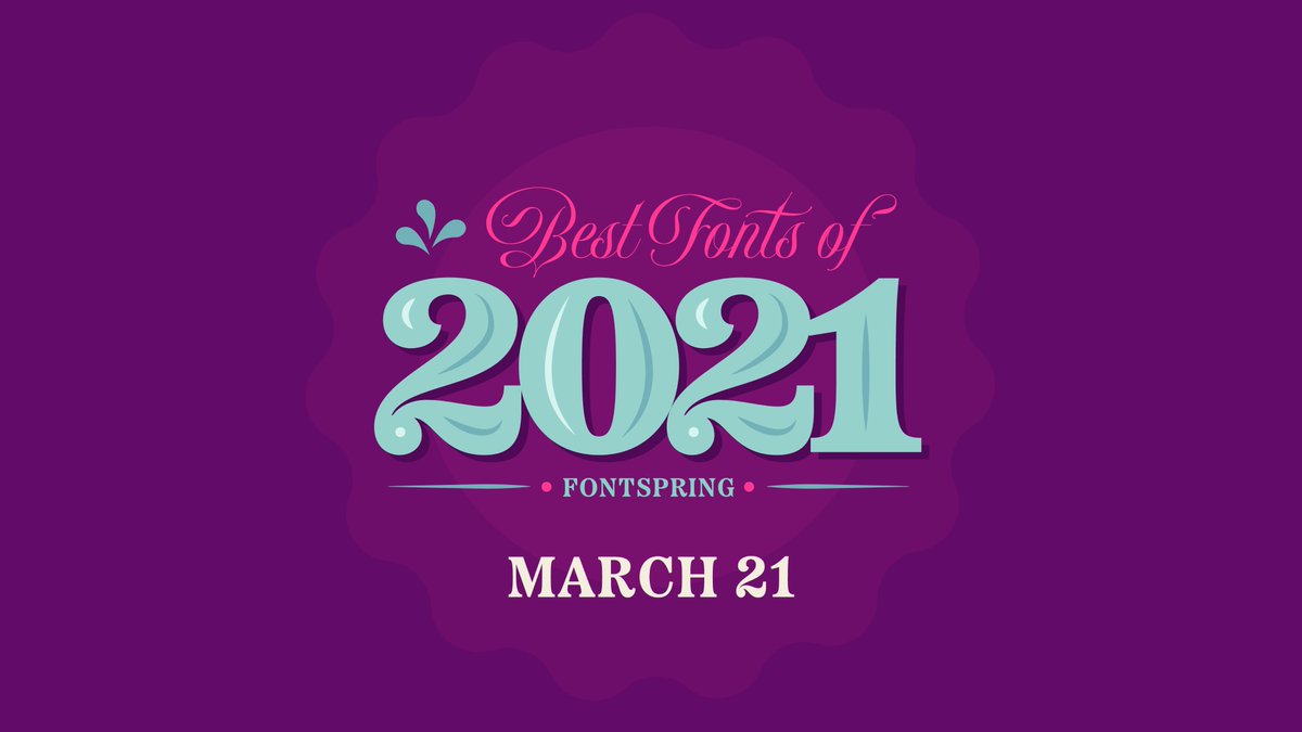 fontspring's tweet photo. The votes are tallied, trophies are polished, red carpet is vacuumed, and our Best Fonts of 2021 list is almost ready. It will be live on our site Monday, March 21st! See what our favorites were this year, and tell us yours! 🏆#BestFonts2021 #TopTierType #TopTierTypography https://t.co/2oOI8m0nSd