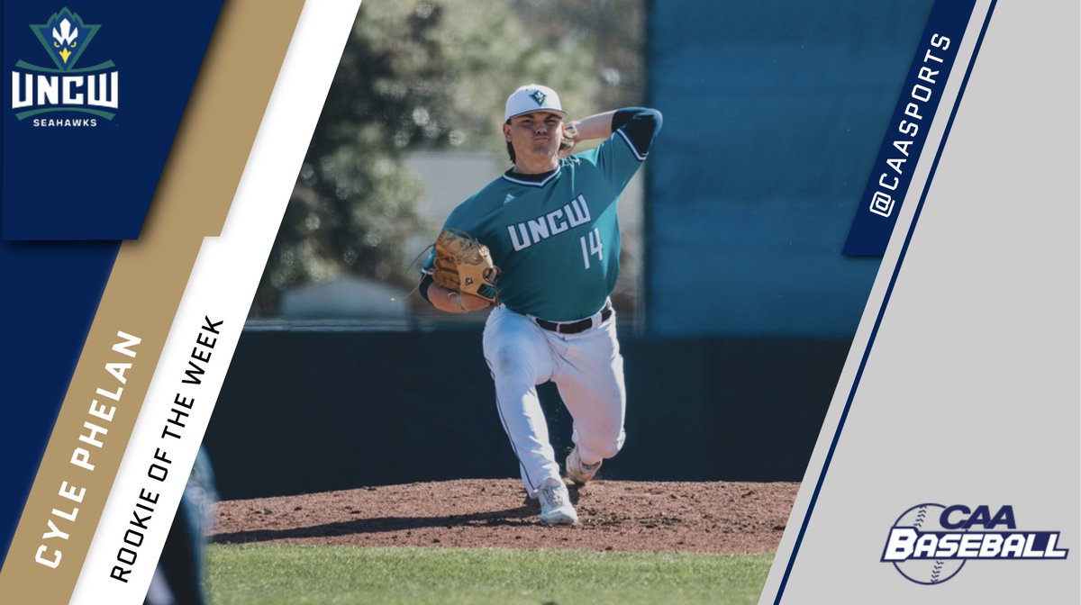 Coastal Athletic Association (@caasports) on Twitter photo CAA Baseball Weekly Awards ⚾️
Rookie of the Week: Cyle Phelan, <a href="/UNCWBaseball/">UNCW Baseball</a>
Threw 6.0 shutout innings over two relief appearances last week. Gave up just three total hits and struck out seven.
bit.ly/3t7jxn2 CAA Baseball Weekly Awards ⚾️
Rookie of the Week: Cyle Phelan, <a href="/UNCWBaseball/">UNCW Baseball</a>
Threw 6.0 shutout innings over two relief appearances last week. Gave up just three total hits and struck out seven.
bit.ly/3t7jxn2