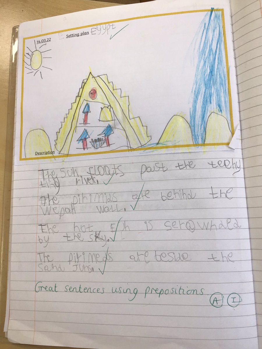 SmithdownPrimY2's tweet photo. Playing ‘preposition sticky hands’ to help us rehearse our sentences and designing our own settings ready to write our own stories later in the week #smithdownwriting @LiteracyCounts1 https://t.co/Hki03VTKHf