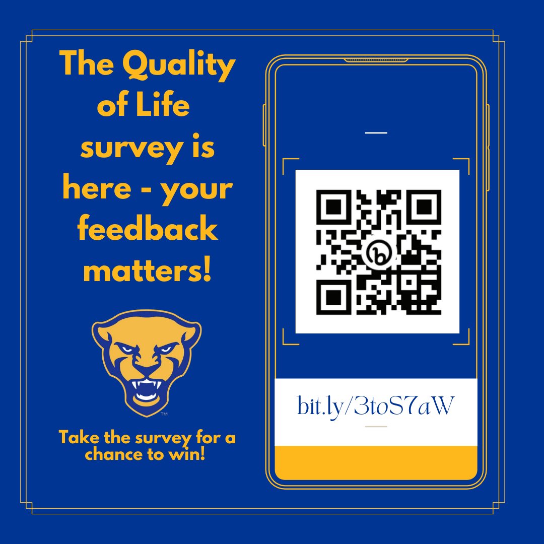 The Quality-of-Life Survey is here! Use the QR code attached to complete. Share your experience living on campus, your feedback matters!