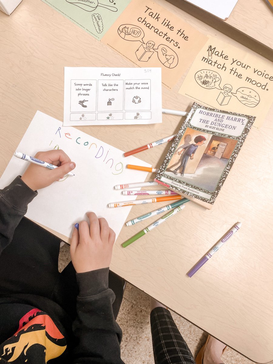 When Ss take self-reflection seriously, we post a “Recording in Progress” sign on the door! This reader used a voice memo to: record his reading, self-assess, try again! He celebrated his growth talking like the character on his second try: “I sounded just like a principal!"