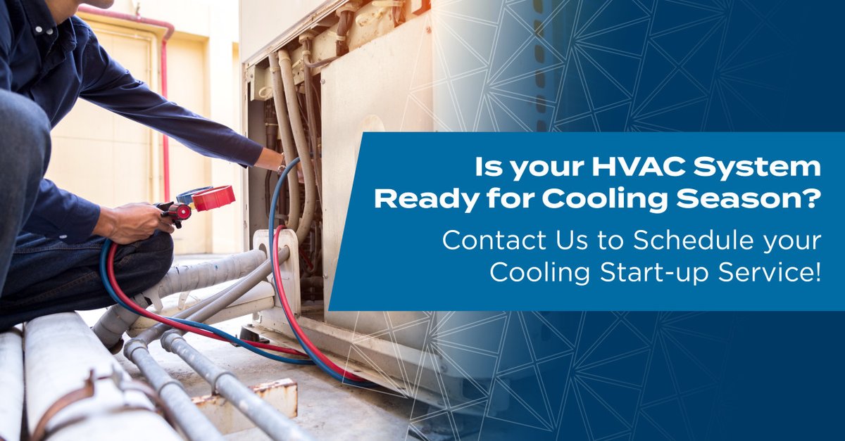 Binsky_Snyder's tweet photo. Now is the time to start thinking about startup of your cooling equipment. Our HVAC experts can help you optimize indoor comfort while reducing your energy and maintenance costs. Contact us today to schedule your cooling start-up service! https://t.co/Y909pO0R7T