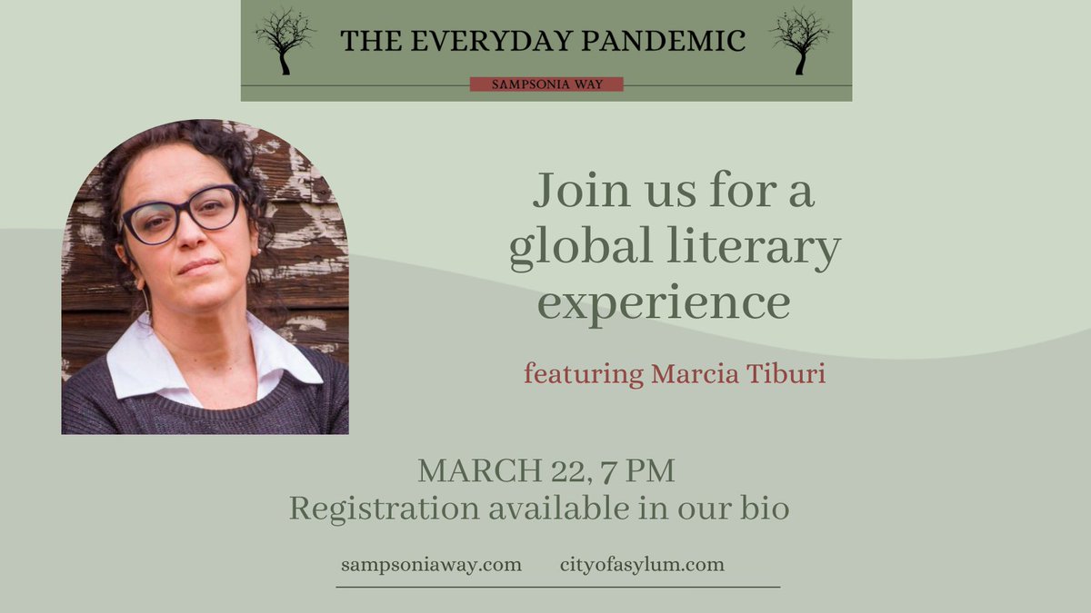 Join us -- on March 22 -- for the launch party for our newest series “The Everyday Pandemic”! Featuring writers from around the globe: Simten Coşar, Jorge Olivera Castillo, and @marciatiburi . Plus, there will be a series of interactive creative writing exercises! 💫✨