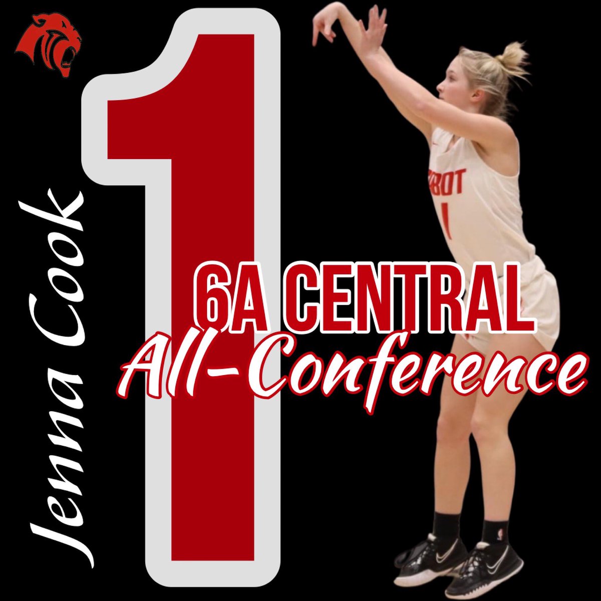 Congrats to @jennacook2024 on her post season honor: 6A Central All-Conference! We are so proud of you, Jenna!🏀🐾