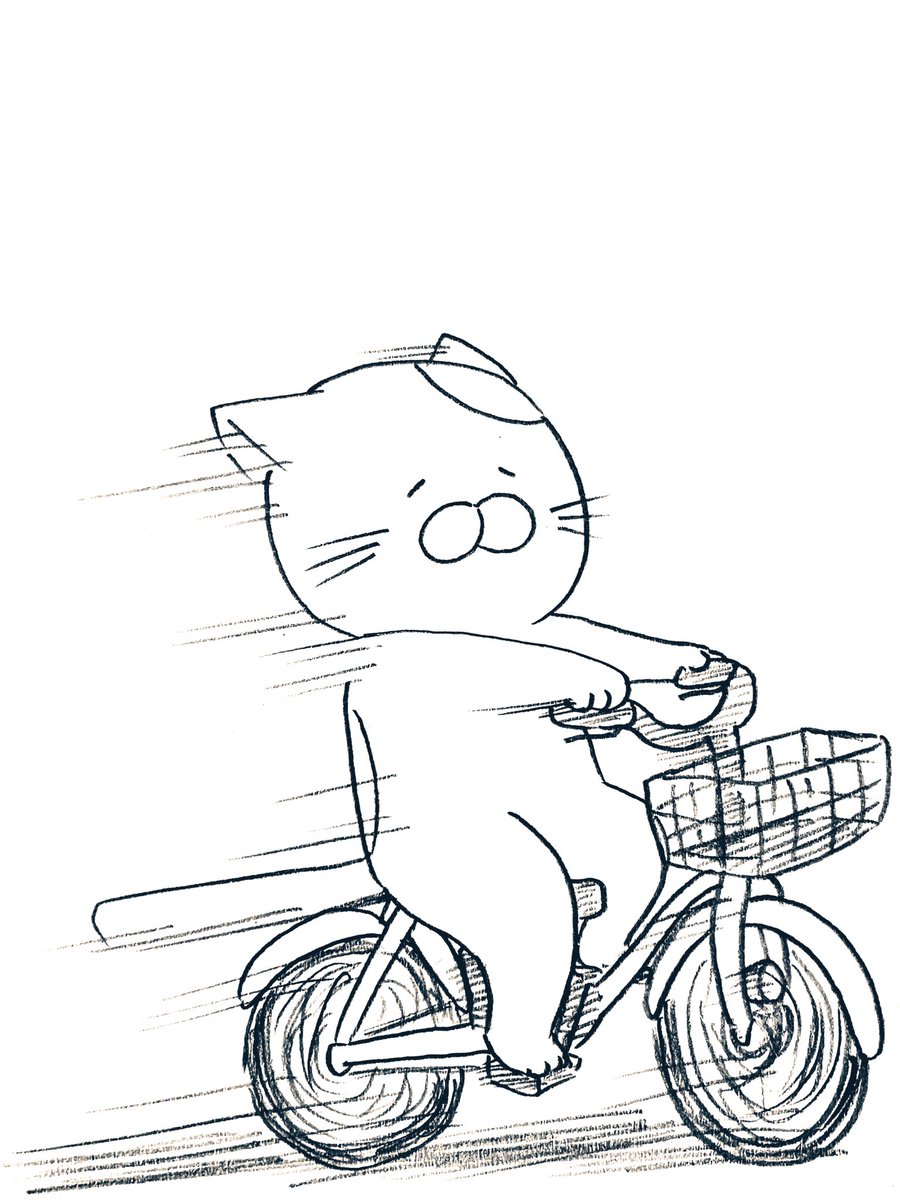 初めての電動アシスト自転車の速さに付いていけないネコ 
