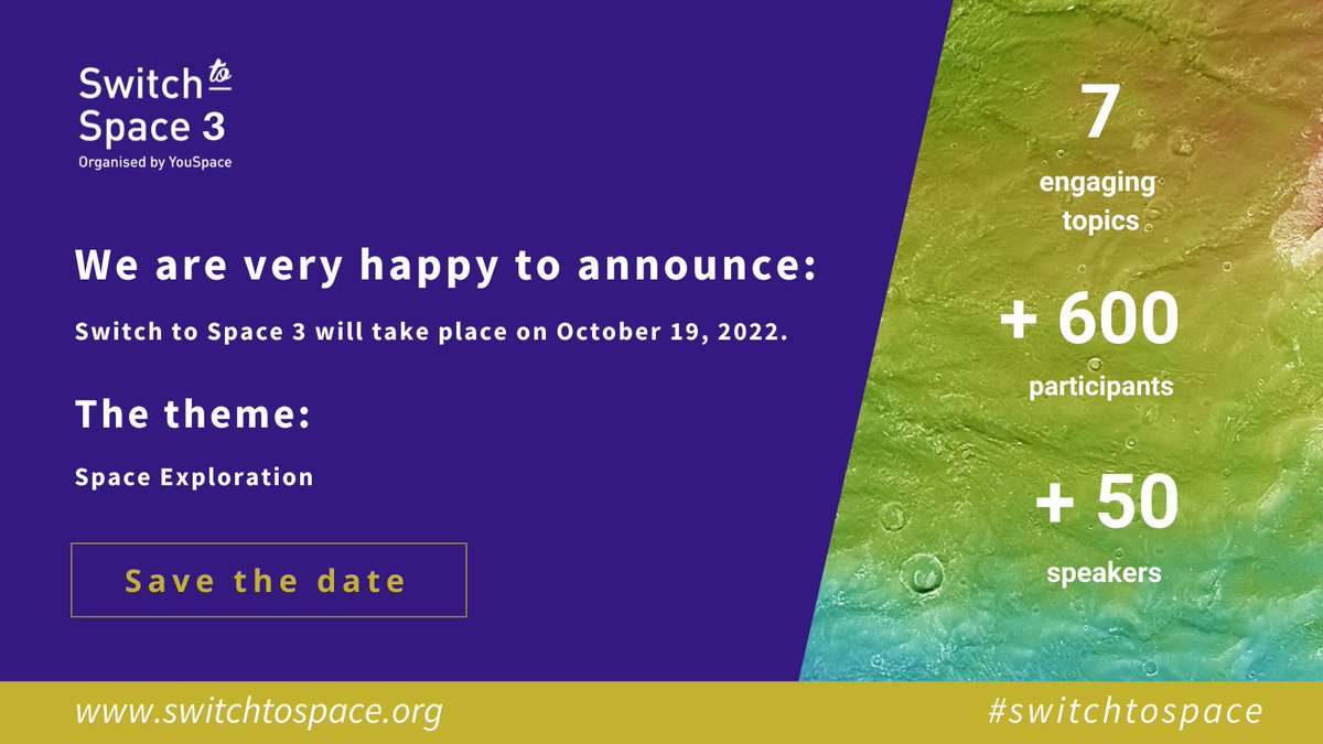 switch_space's tweet photo. Switch to Space 3 will take place on October 19, 2022. It will include 7 engaging topics! The full programme, topics and speakers will be announced very soon! Save the date &amp; receive the latest updates! More info https://t.co/7BgaTMmTDf https://t.co/Uqqz8Lv8D3