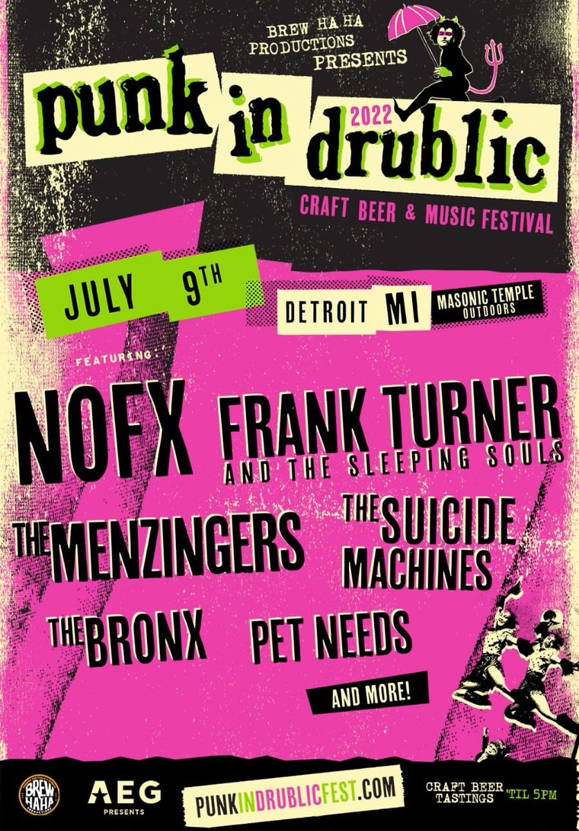 Detroit! Cleveland! 🇺🇸🇺🇸🇺🇸🇺🇸🇺🇸

So excited to be playing @punkindrublicfestival with @nofx, @frankturner, @themenzingers, @thesuicidemachines and @bronxovision 🖤

See you in July!

Tickets 👇👇

axs.com/events/428439/…
