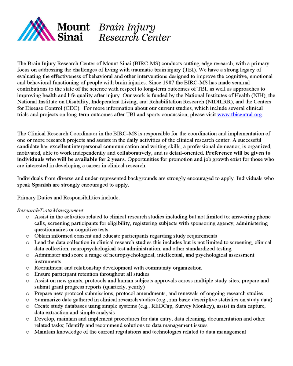 Brain Injury Research Center (BIRC) of Mount Sinai tweet media
