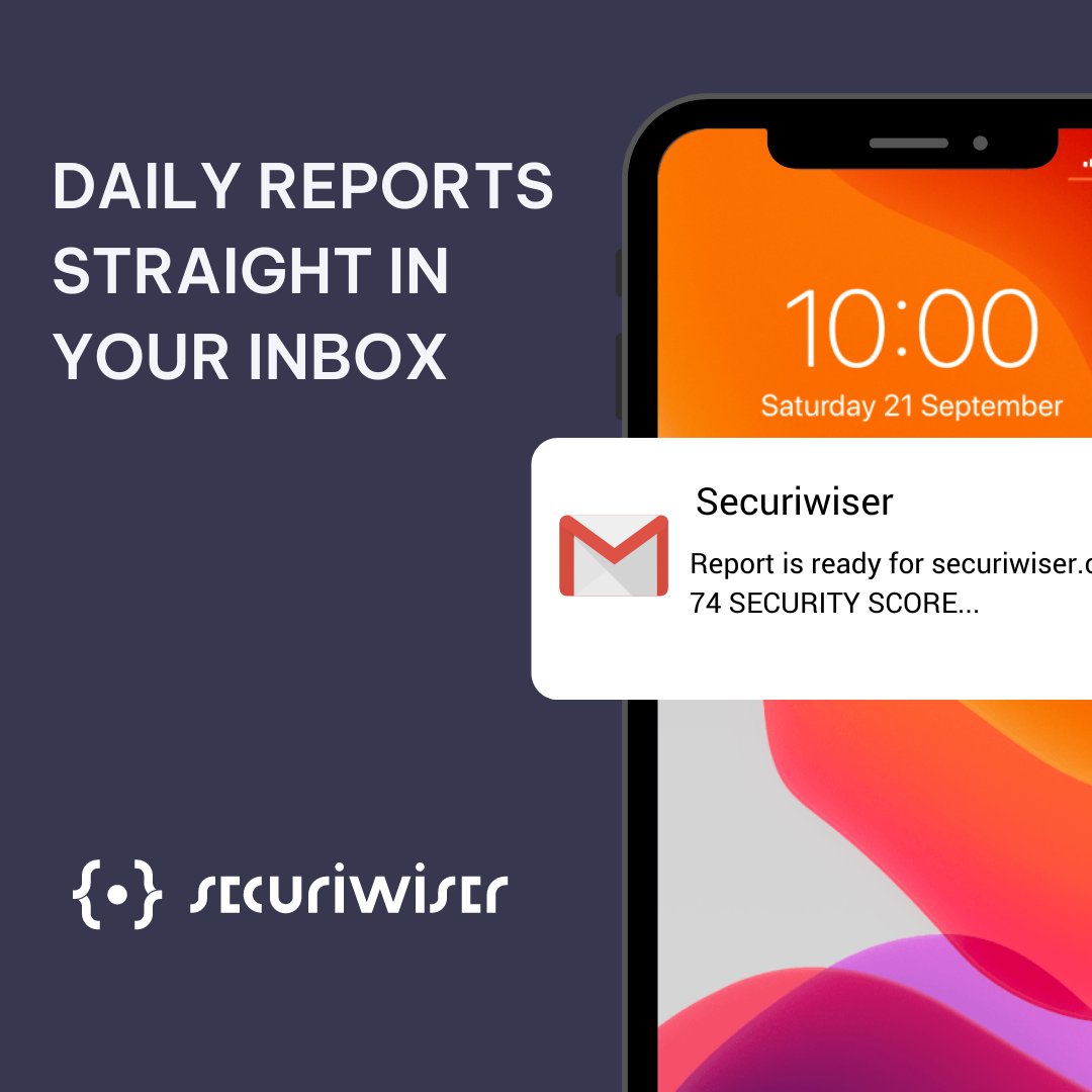 ⚡️SECURIWISER SPOTLIGHT⚡️
Notifications - ON 🔔
Daily reports and findings emailed directly to you 📨
Also, stay up to date with <a href="/SlackHQ/">Slack</a> integration 
 #cybersecurity at your fingertips✅

Learn more: securiwiser.com