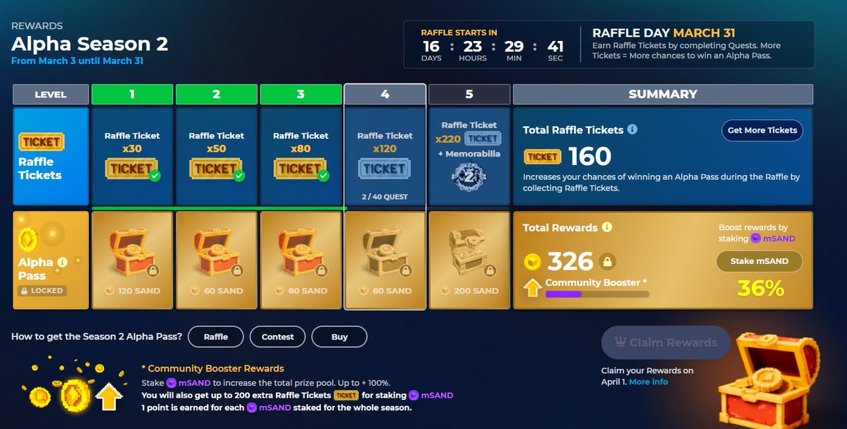 fachrizone's tweet photo. @TheSandboxGame I just participated in the daily #SandboxAlphaS2Contest for a chance to earn up to 1,000 $SAND! Starting March 14 -  Show your Raffle Tickets. Check out my screenshot below! 👇 #SandboxAlphaS2 https://t.co/HZeeA3eMuM