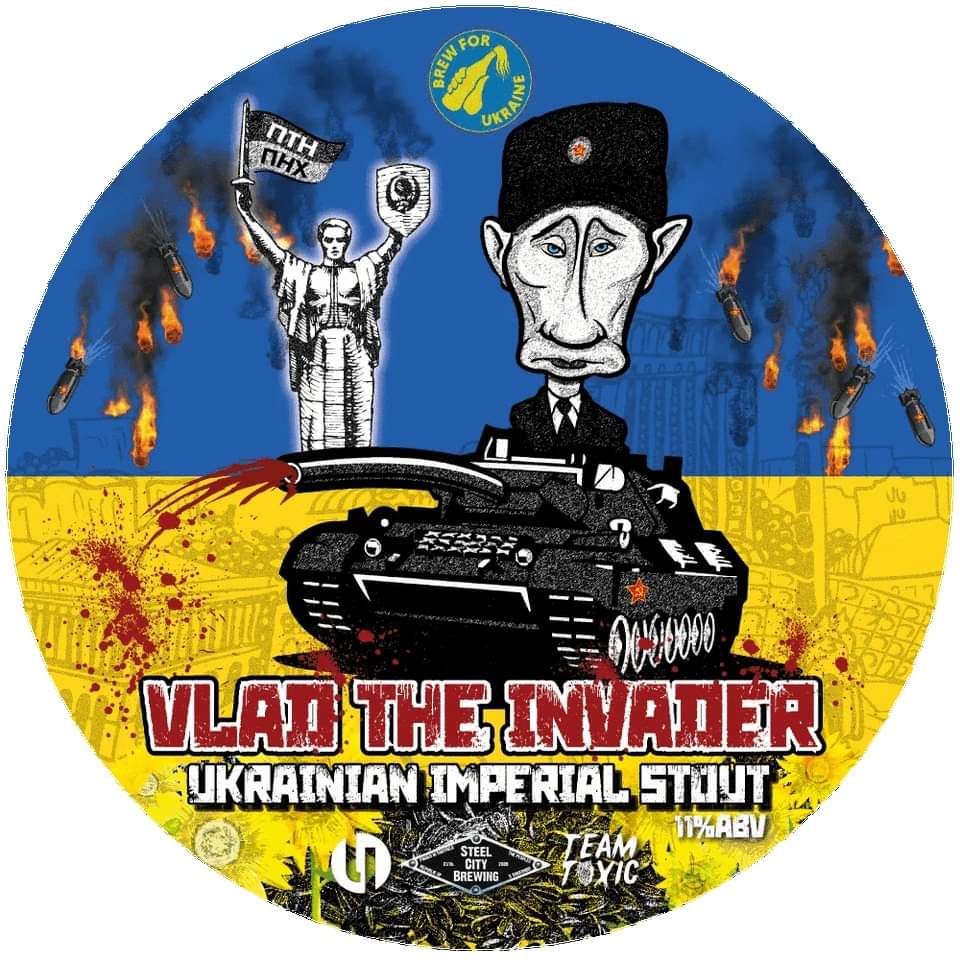 Latest brew is in the fermenter, a Ukrainian Imperial Stout with sunflower, profits donated to Ukrainian aid. Cans and kegs coming soon #brewforUkraine