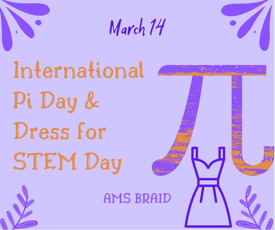 amsbraid's tweet photo. Today we don’t just celebrate #InternationalPiDay, we also celebrate #DressforSTEMDay!
The movement was created by female meteorologists to encourage girls to pursue a career in STEM. Join the effort by wearing purple!
#AMSWomenMakingHistory #AMSBRAID https://t.co/jEuEFtDxUO