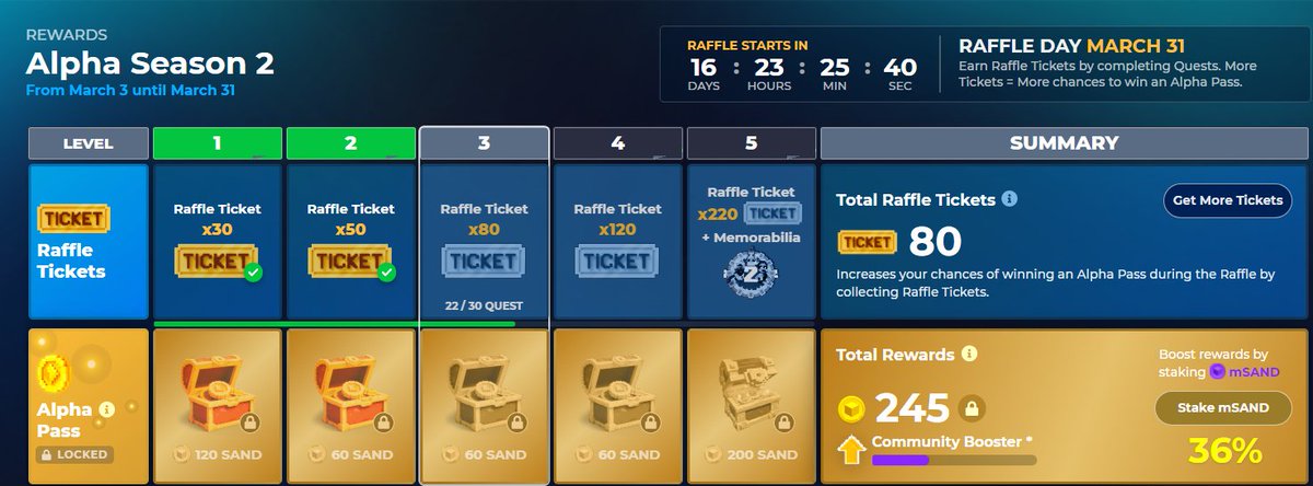 sijofri's tweet photo. @TheSandboxGame I just participated in the daily #SandboxAlphaS2Contest for a chance to earn up to 1,000 $SAND! Starting March 14 -  Show your Raffle Tickets. Check out my screenshot below! 👇 #SandboxAlphaS2 My tickets https://t.co/g5yG5FEYNE