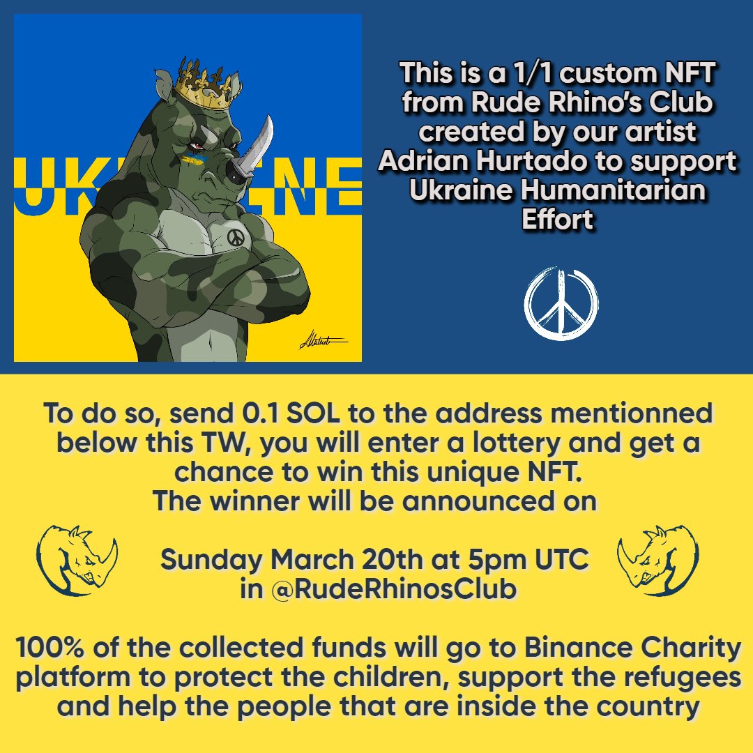 RhinosRebellion's tweet photo. #PrayForUkraine  🙏
🇺🇲All the information is in the images 
🇪🇦Toda la información en las imagenes

Address for the donation (only Solana network): GzFzLrMoc6KGhk1fPxm3GbJcZRWffuwWt4p8G7Af8Gsa

*More info at https://t.co/WqHk8zDike https://t.co/inYEsEtD0w