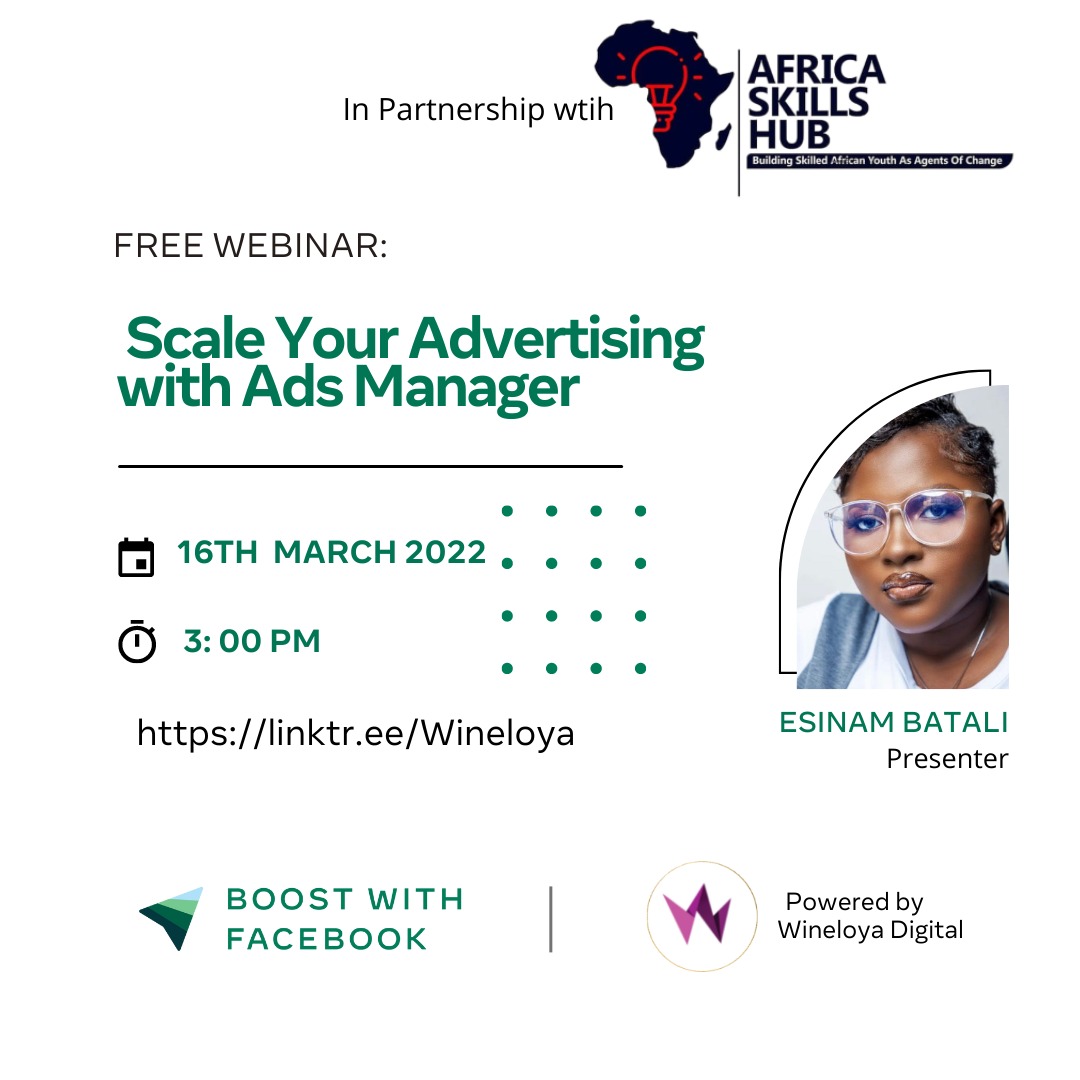 ASHAfrica_'s tweet photo. Strategically grow your #business revenue by managing your ads across Meta’s platforms.
Join our Free virtual training with @WineloyaDigital this Wednesday at 3pm.
Register here: https://t.co/pWwMPjCuWS
#BoostWithFacebook #ASHDigitalAcademy #AccessToMarket #Marketing https://t.co/kb7AKaMviQ