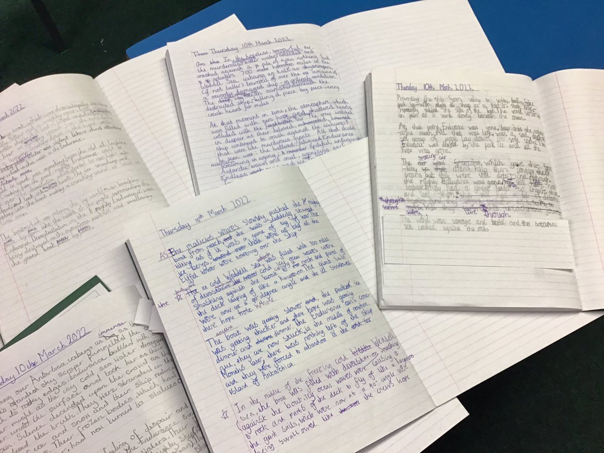 BGloveswriting's tweet photo. Some amazing pieces from year 6. Setting descriptions on the sinking of Endurance before finding out it had been discovered last weekend! So impressed with their editing skills also, some brilliant authors in the making... @BradleygreenY6 🖌✨ https://t.co/50MMye7Dwi