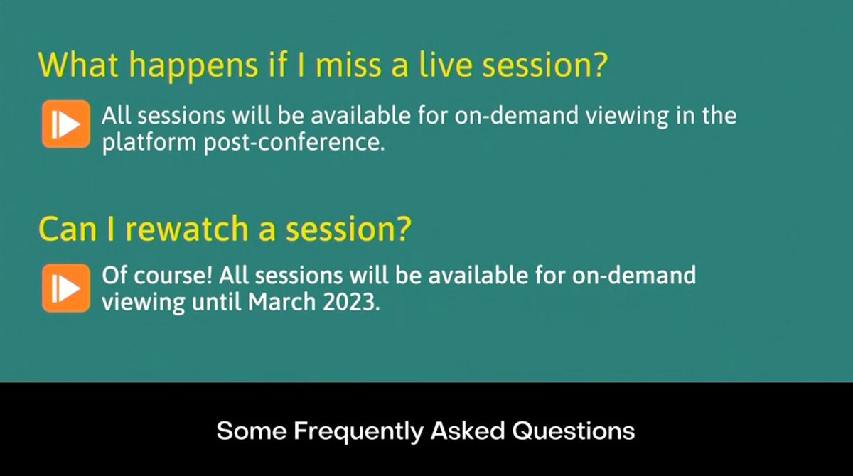 If you miss a live session at #ERL22, all sessions will be available for on-demand viewing in the platform post-conference. AND all sessions will be available for on-demand viewing until March 2023! 😱🥳 #FAQ