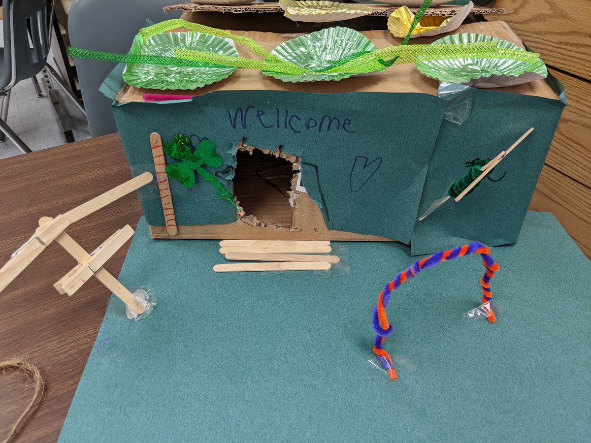 SugarlandES's tweet photo. Check out these Leprechaun Traps created by students in @Serone_Students and @SeveroSchool classes during SEARCH with Ms. HV. The traps included features from each team member's blueprint. https://t.co/LeppMCkpXI