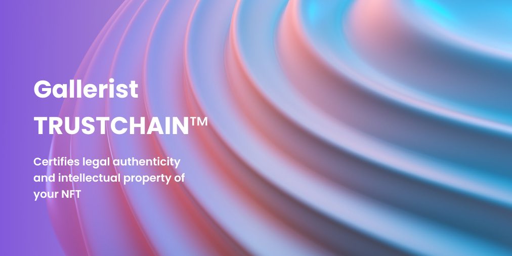 GalleristToken's tweet photo. GALLERIST TRUSTCHAIN™
The new certificate of authenticity and intellectual property for NFTs.

#NFT #Web3 #Blockchain 
#SafeNFT #LegitNFT
#CryptoSecurity #NFTcertificate https://t.co/Fs3uvlcSin