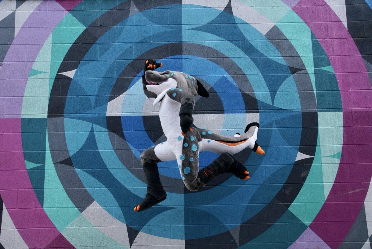 SHARK JUMP 🦈✈️                   #fursuit #fursuiting #fursuiter #publicfursuiting #furryphotography #furries #furry #fursuitphotoshoot