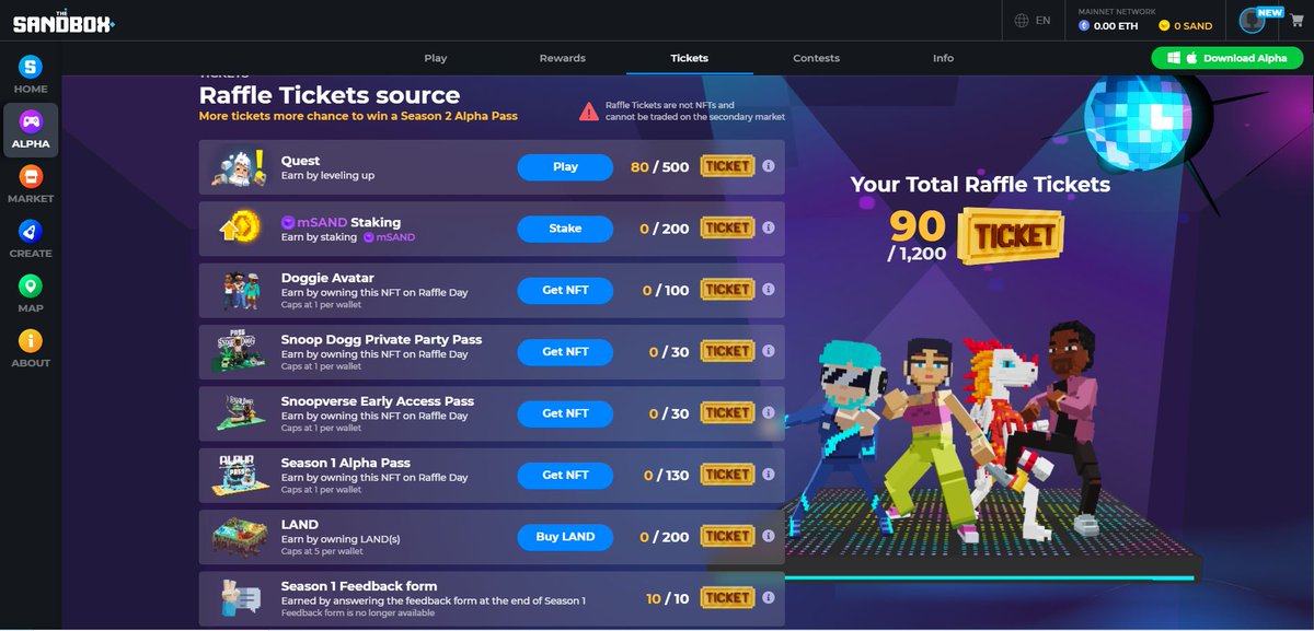 TKrumer's tweet photo. @TheSandboxGame I just participated in the daily #SandboxAlphaS2Contest for a chance to earn up to 1,000 $SAND! Starting March 14 -  Show your Raffle Tickets. Check out my screenshot below! 👇 #SandboxAlphaS2 https://t.co/94KVh2CDS8