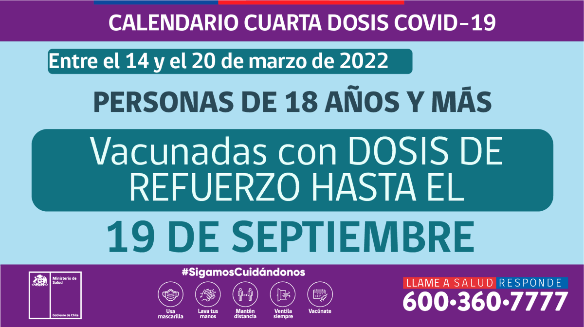 Salud_Responde's tweet photo. Calendarios de Vacunación Contra el #COVID_19
Entre el 14 y el 20 de marzo de 2022💉
▶️ Primera y segunda dosis 
▶️ Dosis de refuerzo 
▶️ Cuarta dosis (segunda dosis de refuerzo)
#SigamosCuidandonos https://t.co/PUnzQcYSst
