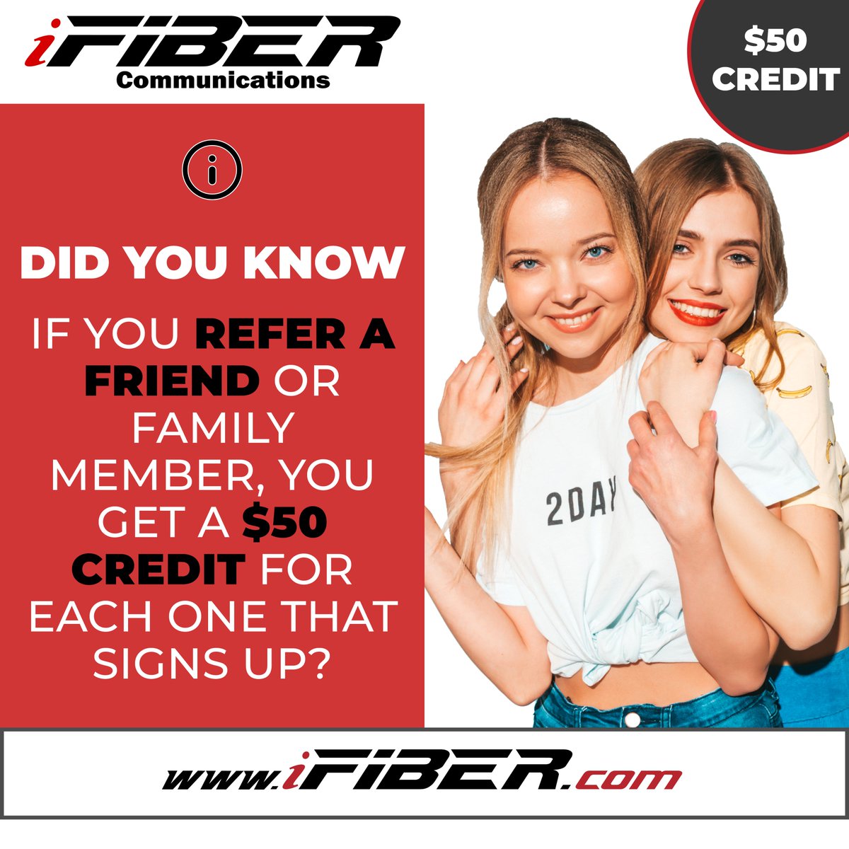 iFIBERComm's tweet photo. Refer a friend or Family member to iFIBER Communications and receive a $50 credit for each one that signs up! 
📍Serving Grant, Chelan, Douglas, Kitsap, Mason, &amp; Pend Orielle Counties📍
#highspeedinternet #fiberinternet #internet #wifi #fiberoptics #telecom #ISP #referafriend https://t.co/Od8LEcEYKa