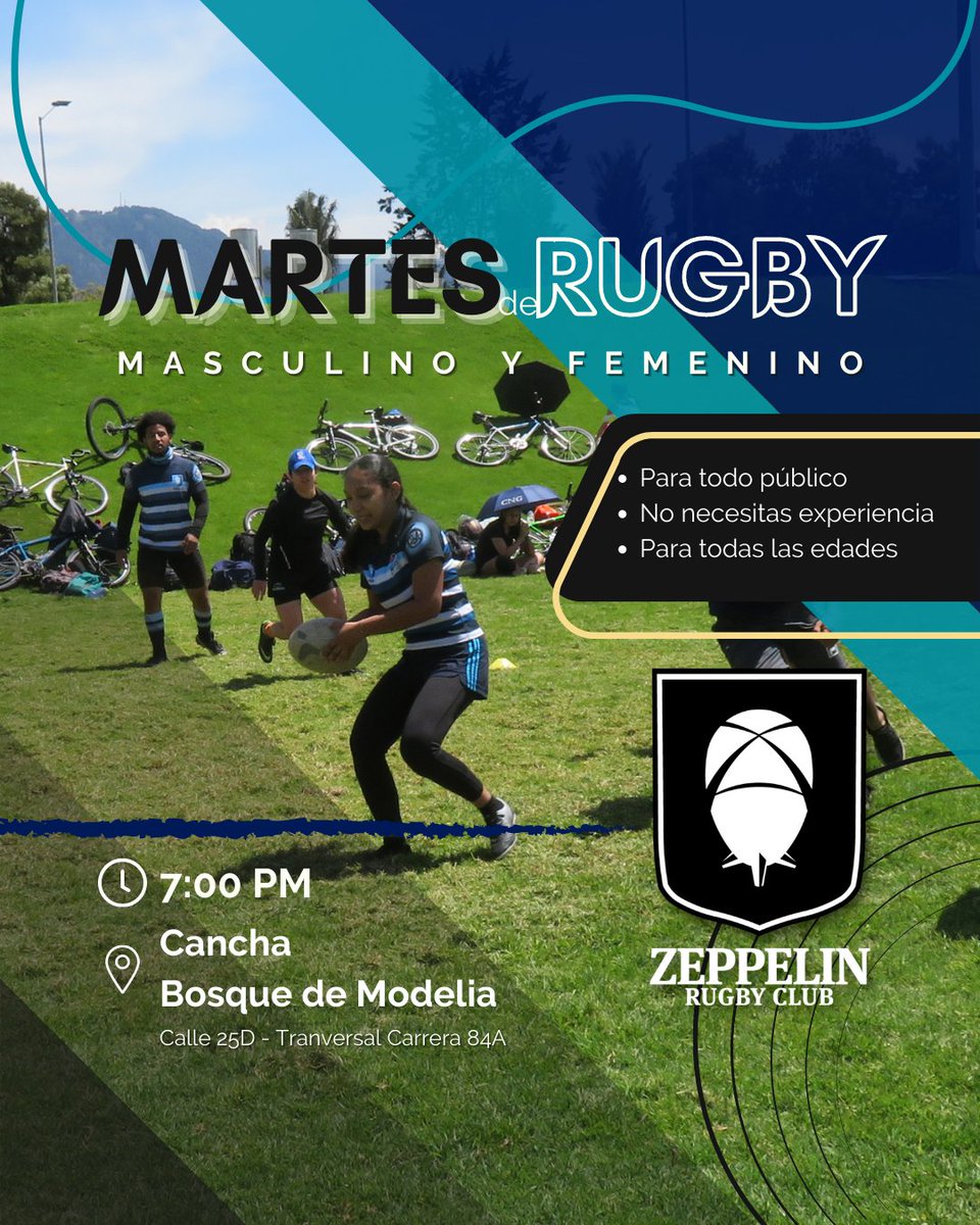 zeppelinrugby's tweet photo. Mañana es Martes de Rugby, a las 7 de la noche en la cancha Bosque de Modelia.

Todas las categorías.

¿Quieres entrenar Rugby? Escríbenos al WhatsApp 3213540683

#somosZEPP #EntrenaRugby #RugbyBogota https://t.co/D33uLGt7eK