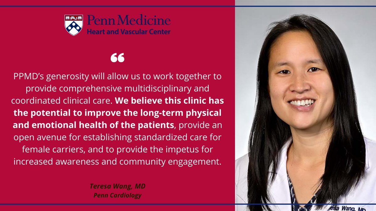 Penn Cardiology (@penncardiology) on Twitter photo .<a href="/ParentProjectMD/">Parent Project Muscular Dystrophy (PPMD)</a> has awarded <a href="/PennMedicine/">Penn Medicine</a> a $50k grant to support a new, dedicated cardiac clinic for female carriers of Duchenne & Becker #musculardystrophy.
More about the collaboration: spr.ly/6017KcQ8J
<a href="/noshreza/">Nosheen Reza, MD, MS</a> <a href="/teresa_wang88/">Teresa Wang</a> @sday_hcm <a href="/tikuowens/">Anjali Owens</a> <a href="/leegoldbergmd8/">Lee Goldberg</a> .<a href="/ParentProjectMD/">Parent Project Muscular Dystrophy (PPMD)</a> has awarded <a href="/PennMedicine/">Penn Medicine</a> a $50k grant to support a new, dedicated cardiac clinic for female carriers of Duchenne & Becker #musculardystrophy.
More about the collaboration: spr.ly/6017KcQ8J
<a href="/noshreza/">Nosheen Reza, MD, MS</a> <a href="/teresa_wang88/">Teresa Wang</a> @sday_hcm <a href="/tikuowens/">Anjali Owens</a> <a href="/leegoldbergmd8/">Lee Goldberg</a>