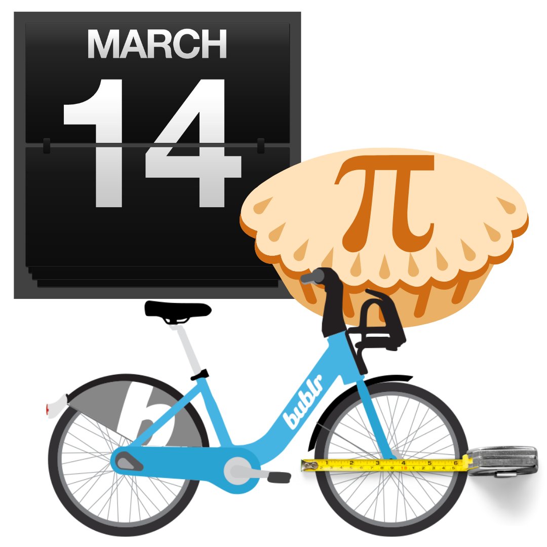 BublrBikes's tweet photo. Celebrate the ratio of the circumference of a wheel to its diameter &amp; take a bike ride. Bublr stations in Wauwatosa &amp; West Allis opening this week. Find a station near you at https://t.co/FB0bUoFqkC #PieDay #SpringIsAlmostHere #LoveMKE #VisitMKE #DiscoverWI #Bublr https://t.co/EuQe2IDDU5