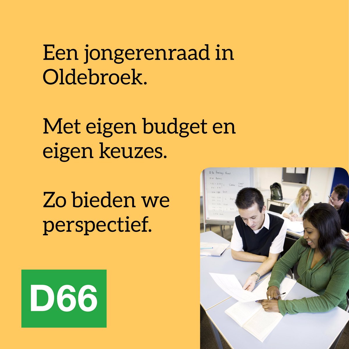 Wij willen jongeren verder helpen met een #jongerenraad met eigen budget. Zo kunnen zij zelf kiezen wat zij in de gemeente willen doen en kunnen zij hun energie op een positieve manier kwijt. 
#stemD66 #gr2022