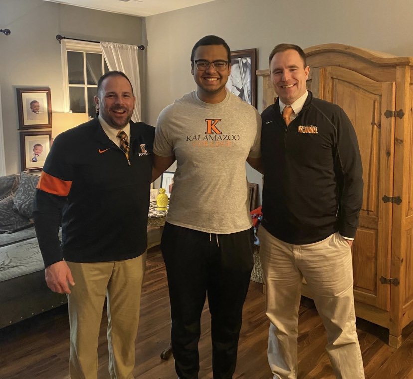 After a fantastic conversation with <a href="/CoachZorboKZOO/">Coach Zorbo</a> &amp; <a href="/CoachKrajacic/">Coach K</a> , I’m beyond excited to announce my official commitment to play for <a href="/KzooFootball/">Kalamazoo College Football</a> !!!#moreinfour #thrivethehive #take22 #swarmtheday <a href="/kcollege/">Kalamazoo College</a>